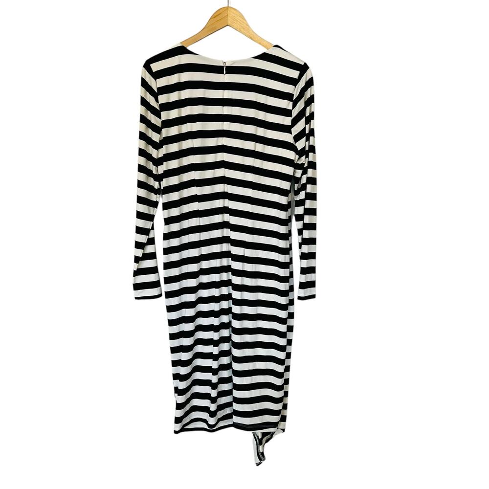 Eloquii Striped Long Sleeve Asymmetrical Hem Dress Size 14 NEW White Black - Picture 3 of 9